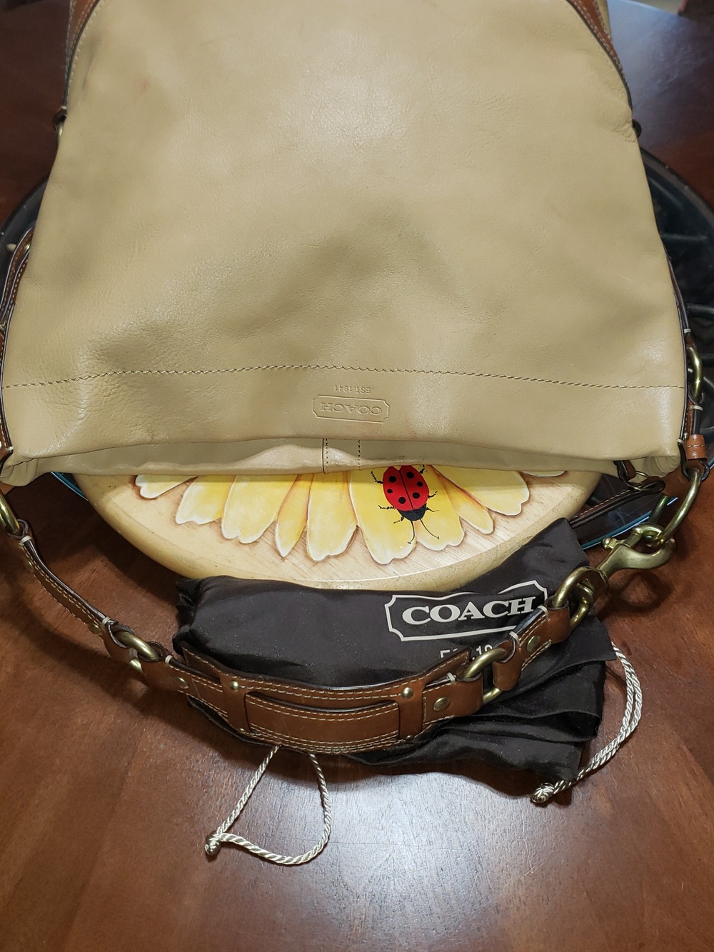 💘🖤💘 COACH 10616 CARLY LIMITED EDITION NAPPA LEATHER VINTAGE HOBO TAN BAG - Picture 7 of 11